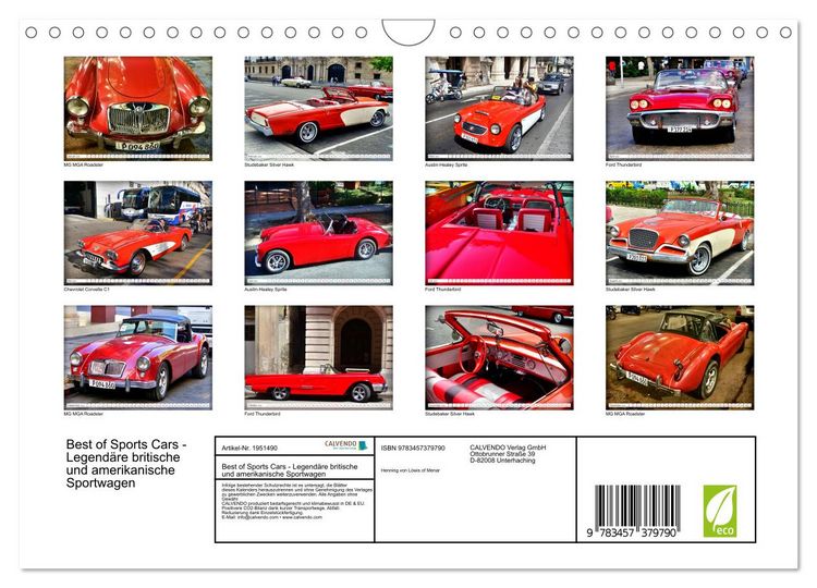 Produktbild: Best of Sports Cars - Legend&auml;re britische und amerikanische Sportwagen (Wandkalender 2026 DIN A4 quer), CALVENDO Monatskalender