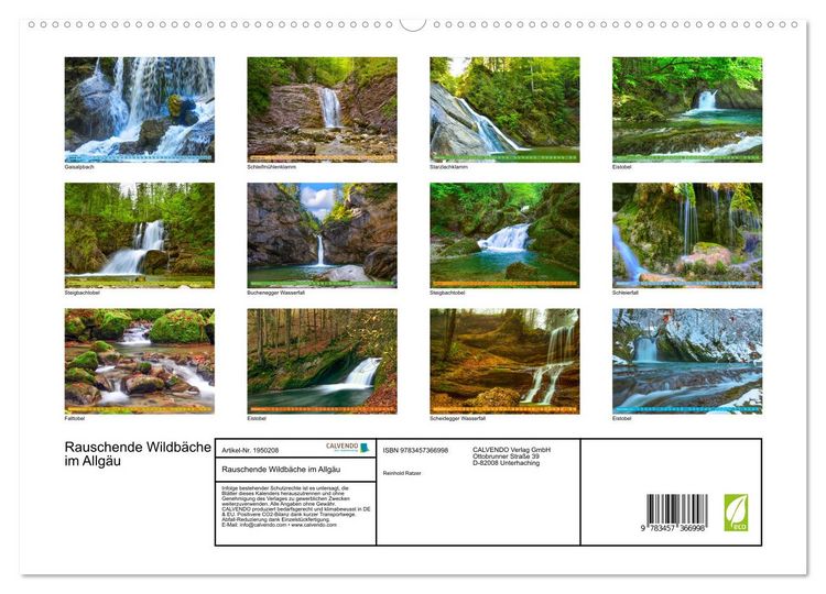 Produktbild: Rauschende Wildb&auml;che im Allg&auml;u (hochwertiger Premium Wandkalender 2026 DIN A2 quer), Kunstdruck in Hochglanz