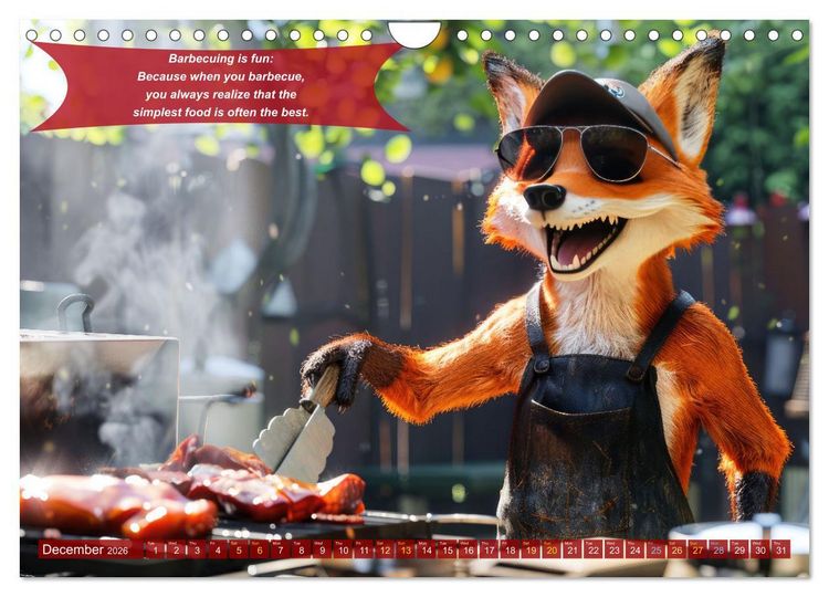Produktbild: Funny charming animals as barbecue chef (Wall Calendar 2026 DIN A4 landscape), CALVENDO 12 Month Wall Calendar
