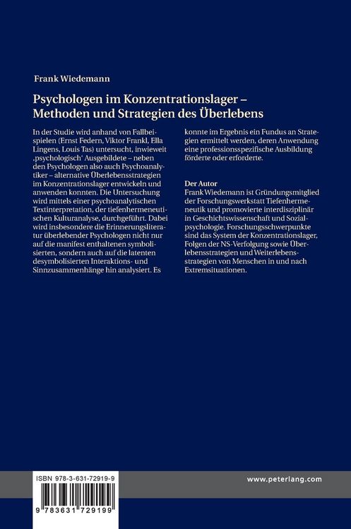 Produktbild: Psychologen im Konzentrationslager &ndash; Methoden und Strategien des &Uuml;berlebens