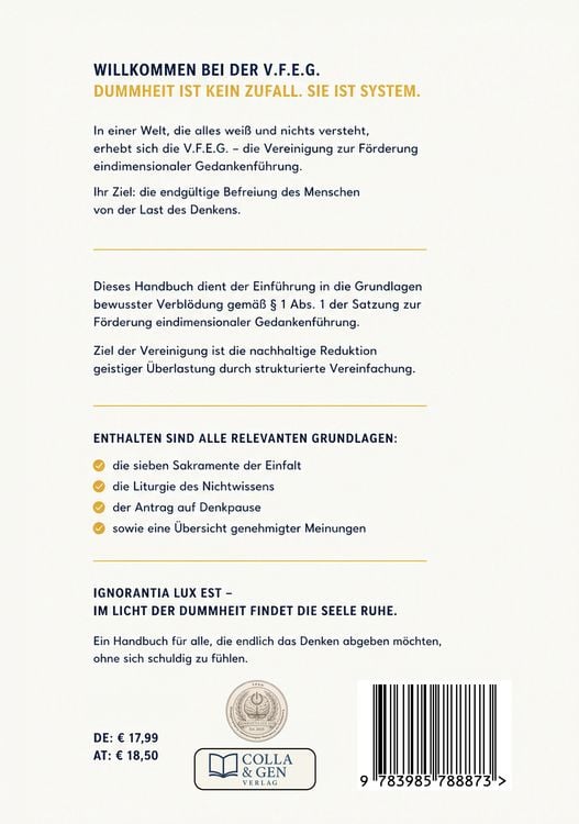 Produktbild: V.F.E.G. &ndash; Handbuch der bewussten Verbl&ouml;dung &ndash; Band 1