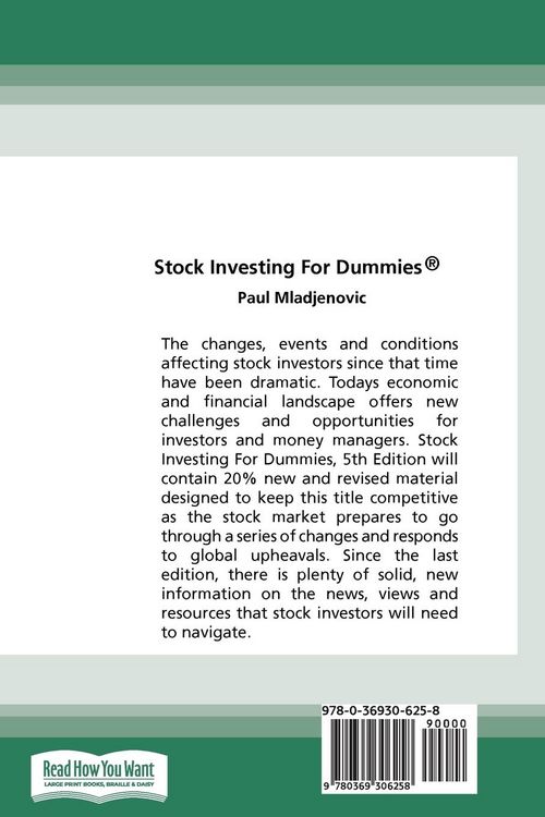 Produktbild: Stock Investing For Dummies, 5th Edition (16pt Large Print Edition)
