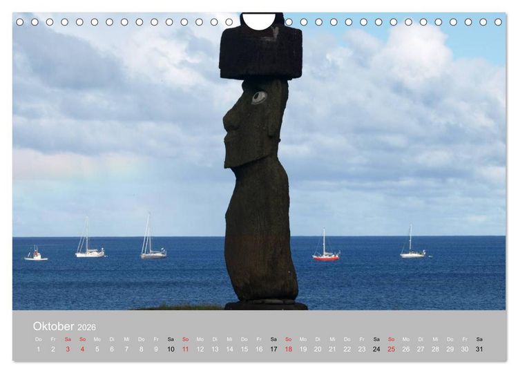 Produktbild: MOAI - steinerne W&auml;chter der Osterinsel (Wandkalender 2026 DIN A4 quer), CALVENDO Monatskalender