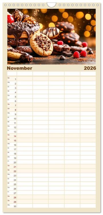 Produktbild: Familienplaner 2026 - Sch&auml;tze der Confiserie Kunst mit 5 Spalten (Wandkalender, 21 x 45 cm) CALVENDO