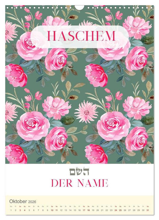 Produktbild: Hebr&auml;ische Namen Gottes aus der Torah (Wandkalender 2026 DIN A3 hoch), CALVENDO Monatskalender