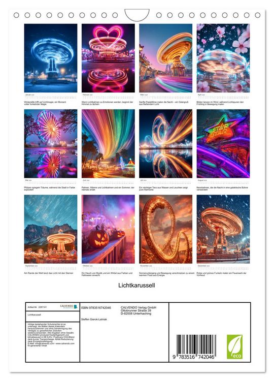 Produktbild: Lichtkarussell (Wandkalender 2026 DIN A4 hoch), CALVENDO Monatskalender