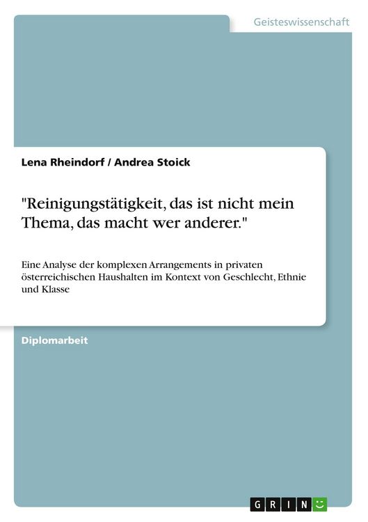 Produktbild: "Reinigungst&auml;tigkeit, das ist nicht mein Thema, das macht wer anderer."