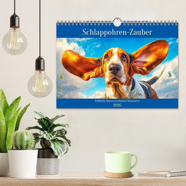 Produktbild: Schlappohren-Zauber. Fr&ouml;hliche Bassets in bunten Momenten (Wandkalender 2026 DIN A4 quer), CALVENDO Monatskalender