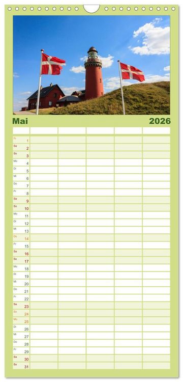 Produktbild: Familienplaner 2026 - D&auml;nemark Impressionen mit 5 Spalten (Wandkalender, 21 x 45 cm) CALVENDO