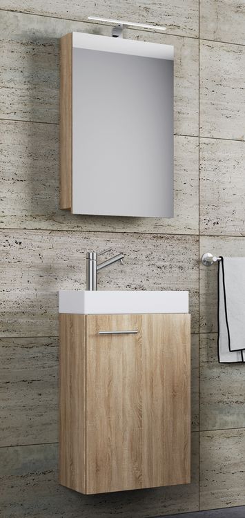 Produktbild: 3-tlg G&auml;ste WC Waschplatz Waschtisch Slito Schrank