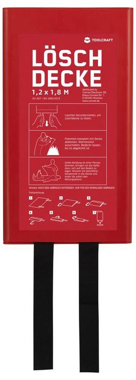 Produktbild: TOOLCRAFT TO-10307445 L&ouml;schdecke mit Montagebox 180cm x 120cm