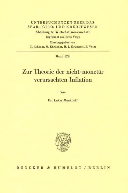 Produktbild: Zur Theorie der nicht-monet&auml;r verursachten Inflation.
