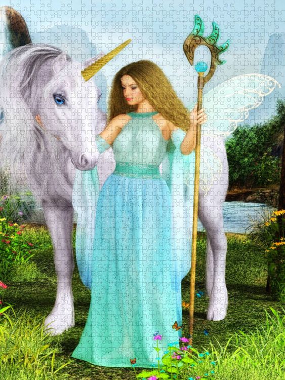 Produktbild: CALVENDO Puzzle Fee und Einhorn | 1000 Teile Lege-Gr&ouml;&szlig;e 64x48cm Foto-Puzzle f&uuml;r gl&uuml;ckliche Stunden