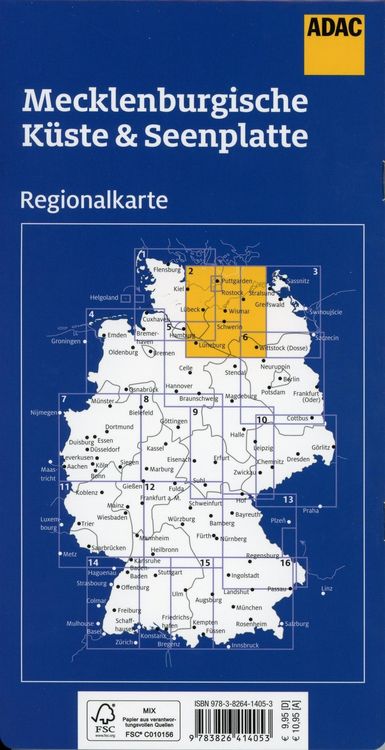 Produktbild: ADAC Regionalkarte 02 Mecklenburgische K&uuml;ste und Seenplatte 1:150.000