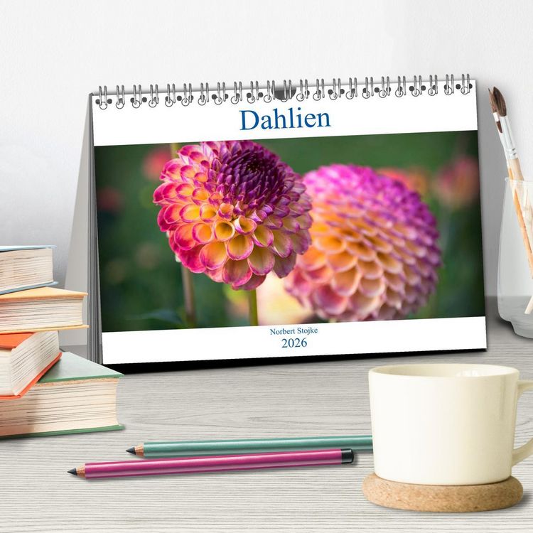 Produktbild: Dahlien - Blumenwunder der Natur (Tischkalender 2026 DIN A5 quer), CALVENDO Monatskalender