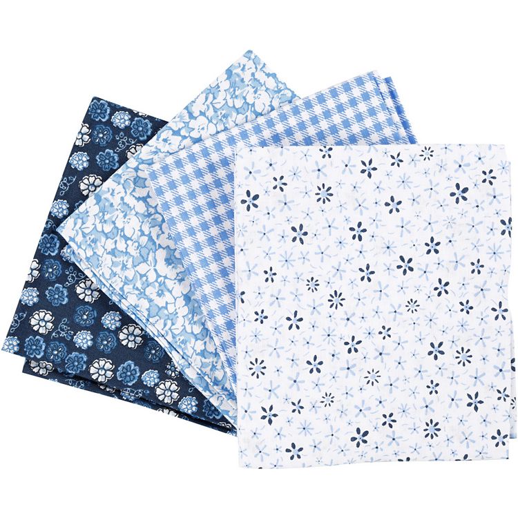 Produktbild: Creativ Company Patchwork-Stoff, Gr&ouml;&szlig;e 45x55 cm, 100 g, Blau, 4 Stk/ 1 B&uuml;ndl.