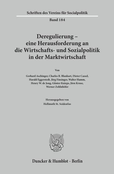 Produktbild: Deregulierung - eine Herausforderung an die Wirtschafts- und Sozialpolitik in der Marktwirtschaft.