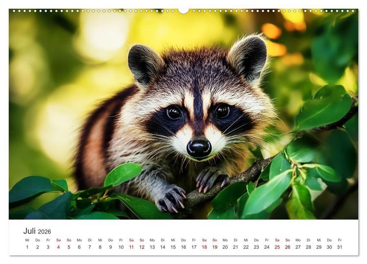 Produktbild: Frech, flauschig, fantastisch - Der Waschb&auml;ren-Kalender (hochwertiger Premium Wandkalender 2026 DIN A2 quer), Kunstdruck in Hochglanz
