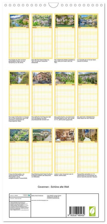 Produktbild: Familienplaner 2026 - Cevennen - Sch&ouml;ne alte Welt mit 5 Spalten (Wandkalender, 21 x 45 cm) CALVENDO