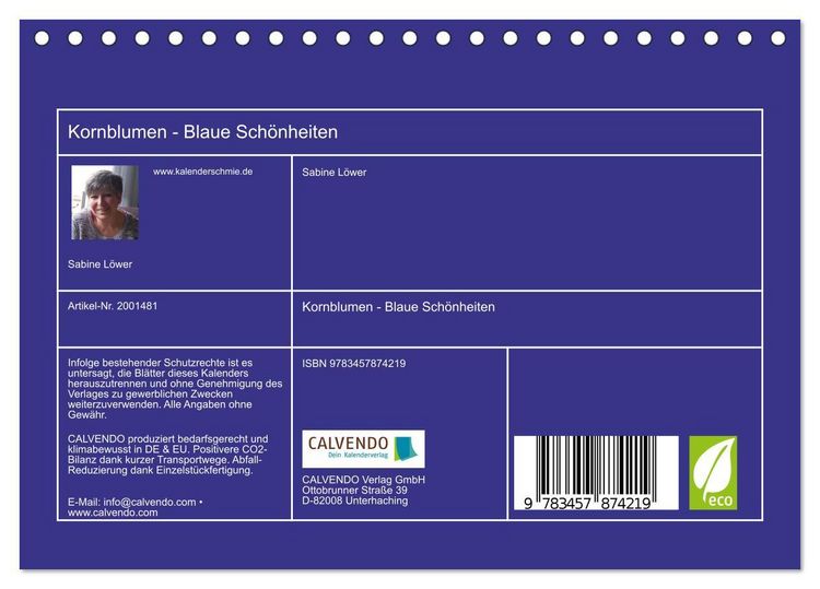 Produktbild: Kornblumen - Blaue Sch&ouml;nheiten (Tischkalender 2026 DIN A5 quer), CALVENDO Monatskalender