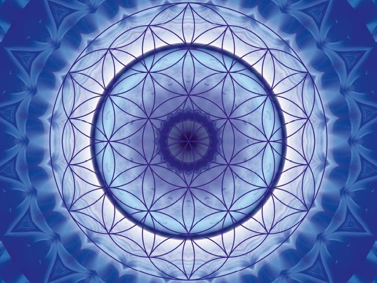 Produktbild: CALVENDO Puzzle Mandala Blume des Lebens blau 1000 Teile Puzzle quer | 1000 Teile Lege-Gr&ouml;&szlig;e 64 &times; 48 cm Foto-Puzzle f&uuml;r gl&uuml;ckliche Stunden