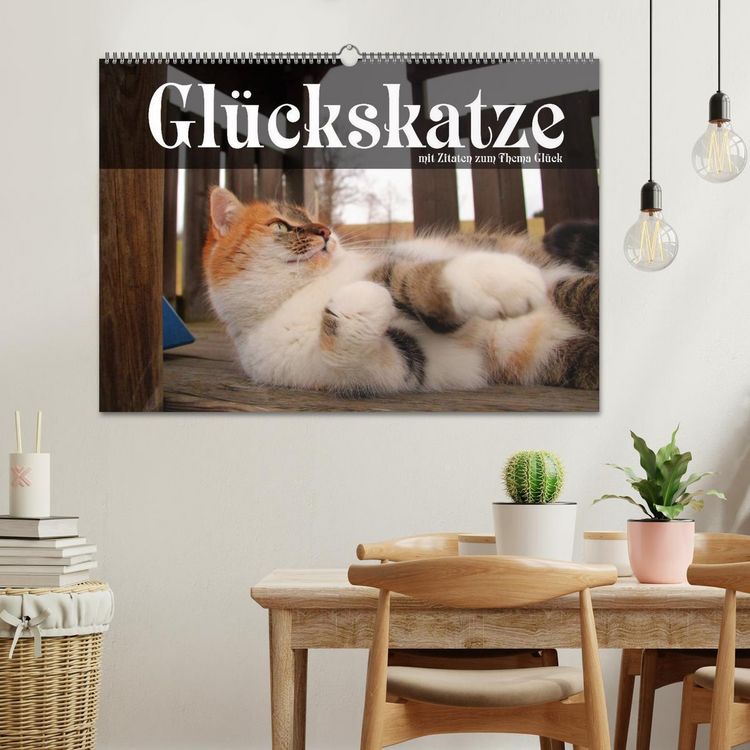 Produktbild: Gl&uuml;ckskatze - Mit Zitaten zum Thema Gl&uuml;ck (Wandkalender 2026 DIN A2 quer), CALVENDO Monatskalender