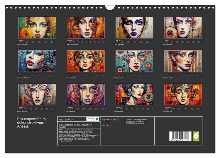 Produktbild: Frauenportr&auml;ts mit dekonstruktivem Ansatz (Wandkalender 2026 DIN A3 quer), CALVENDO Monatskalender