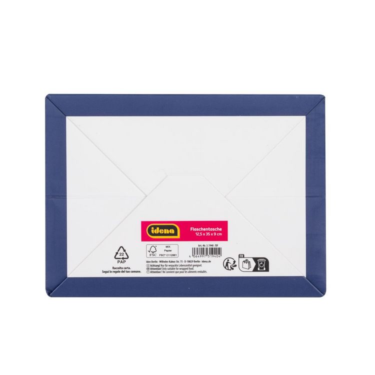 Produktbild: Idena Flaschentasche Happy Birthday blau 12,5x35x9xcm 210g/m&sup2; Hei&szlig;pr&auml;gung