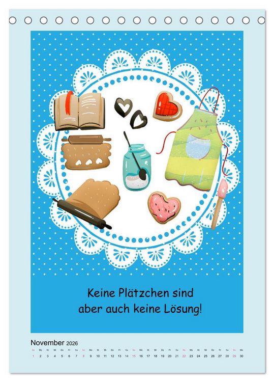 Produktbild: Mampfen und Lachen! Lustige Spr&uuml;che &uuml;ber K&uuml;che, kochen und essen (Tischkalender 2026 DIN A5 hoch), CALVENDO Monatskalender