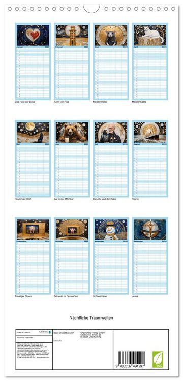 Produktbild: Familienplaner 2026 - N&auml;chtliche Traumwelten mit 5 Spalten (Wandkalender, 21 x 45 cm) CALVENDO