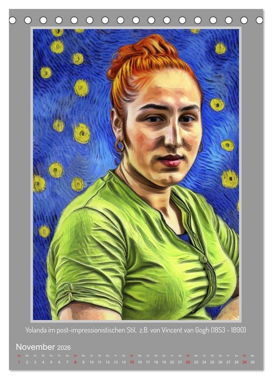 Produktbild: Yolanda in der Kunstgalerie (Tischkalender 2026 DIN A5 hoch), CALVENDO Monatskalender
