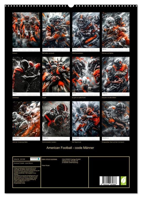 Produktbild: American Football - coole M&auml;nner (hochwertiger Premium Wandkalender 2026 DIN A2 hoch), Kunstdruck in Hochglanz