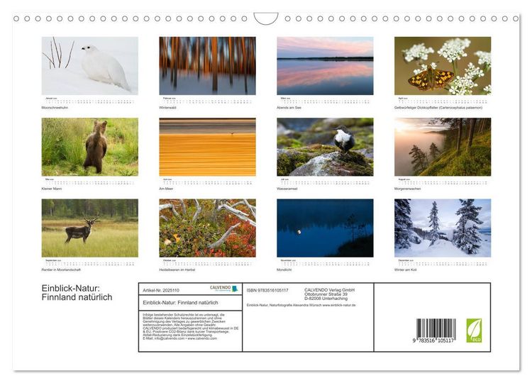 Produktbild: Einblick-Natur: Finnland nat&uuml;rlich (Wandkalender 2026 DIN A3 quer), CALVENDO Monatskalender