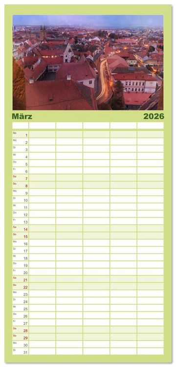 Produktbild: Familienplaner 2026 - Zauberhaftes Sibiu - Die Perle Siebenb&uuml;rgens in Rum&auml;nien mit 5 Spalten (Wandkalender, 21 x 45 cm) CALVENDO