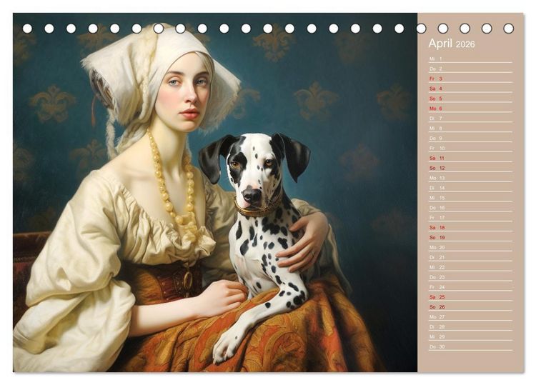 Produktbild: Dame mit Hund (Tischkalender 2026 DIN A5 quer), CALVENDO Monatskalender