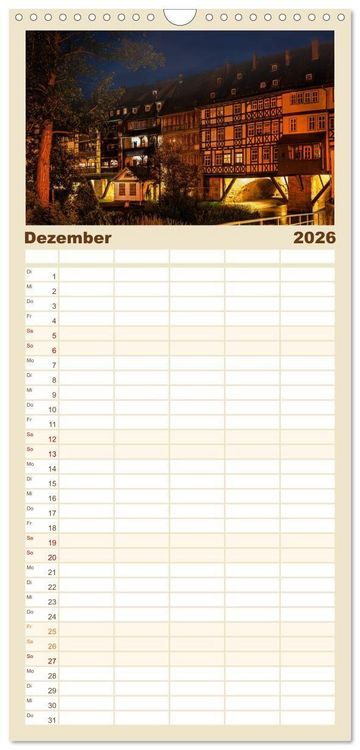 Produktbild: Familienplaner 2026 - Romantisches Erfurt - Bilder einer Stadt voller Geschichte mit 5 Spalten (Wandkalender, 21 x 45 cm) CALVENDO