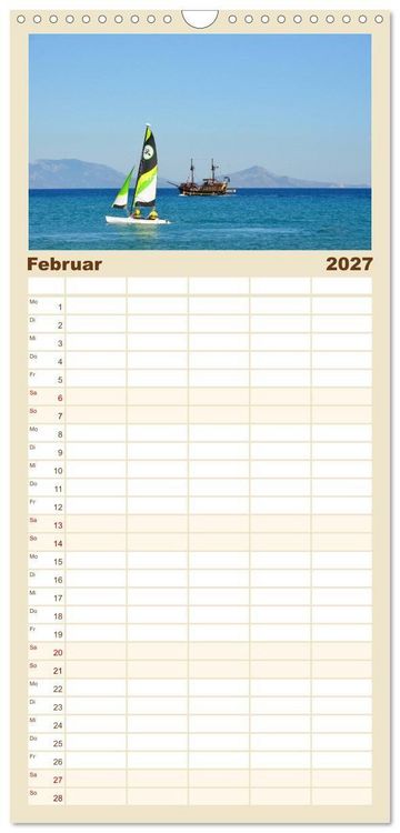 Produktbild: Familienplaner 2027 - Griechische Insel Kos mit 5 Spalten (Wandkalender, 21 x 45 cm) CALVENDO