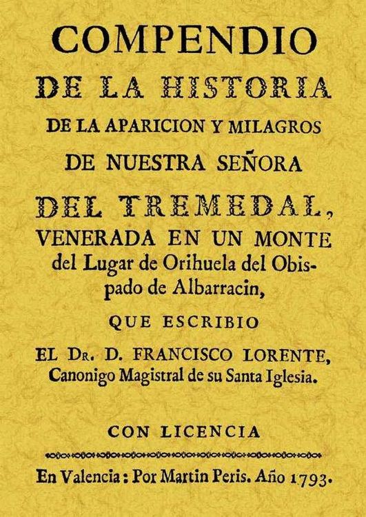 Produktbild: Compendio de la historia de la aparici&oacute;n y milagros de Nuestra Se&ntilde;ora del Tremedal