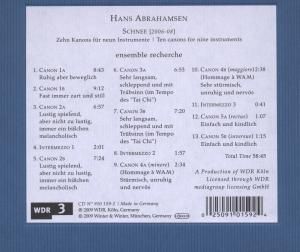 Produktbild: Ensemble Recherche: Schnee-Zehn Kanons F&uuml;r Neun Instrumente