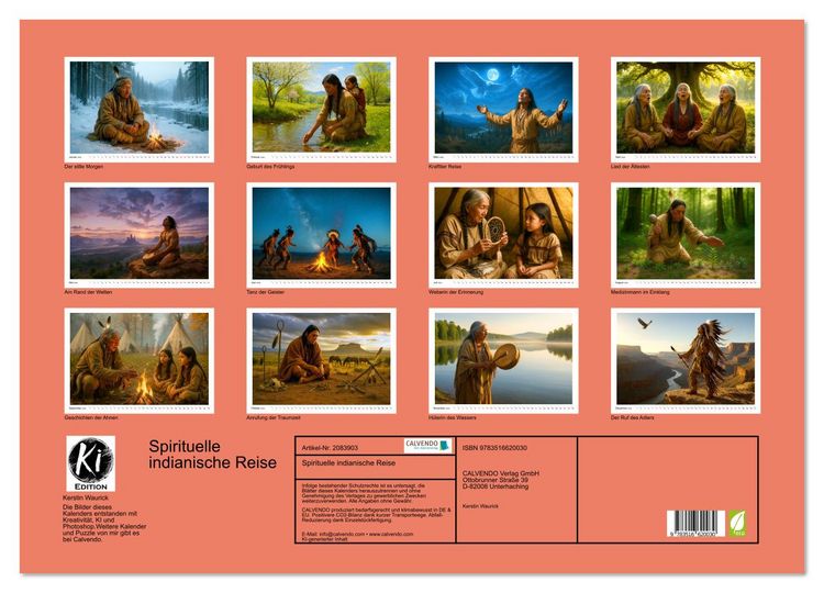 Produktbild: Spirituelle indianische Reise (Wandkalender 2026 DIN A2 quer), CALVENDO Monatskalender