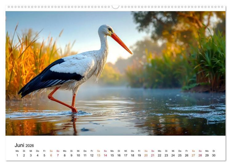 Produktbild: St&ouml;rche - Zeit f&uuml;r sch&ouml;ne Augenblicke (Wandkalender 2026 DIN A2 quer), CALVENDO Monatskalender