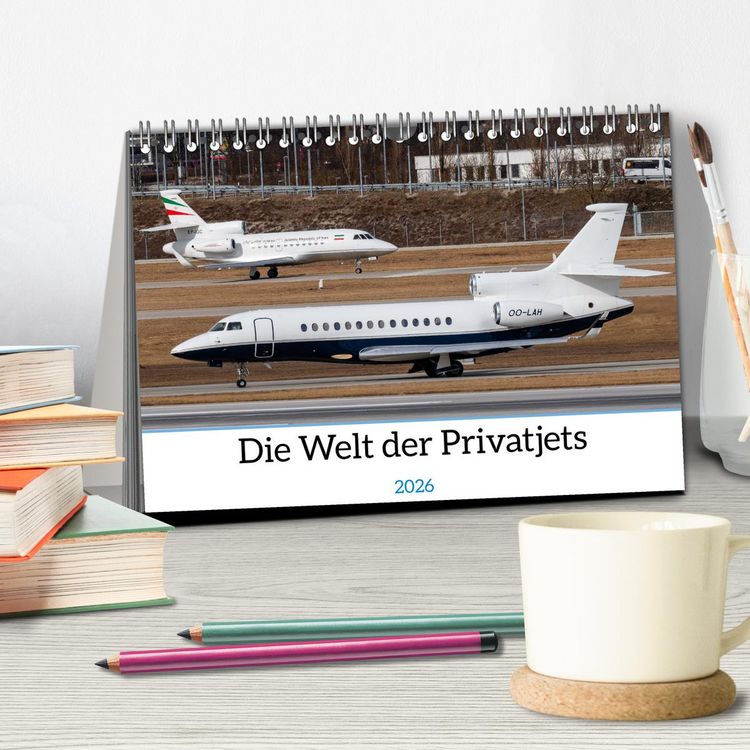 Produktbild: Die Welt der Privatjets (Tischkalender 2026 DIN A5 quer), CALVENDO Monatskalender