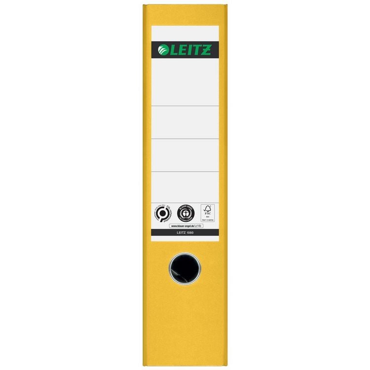 Produktbild: Leitz Ordner 1080 DIN A4 R&uuml;ckenbreite: 80mm Gelb Wolkenmarmor 2 B&uuml;gel 10805015