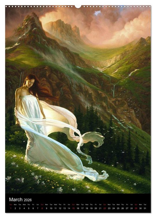 Produktbild: INNERSCAPES Fantasy Paintings by Christophe Vacher (High Quality Premium Wall Calendar 2026 DIN A2 portrait),CALVENDO 12 Month Wall Calendar