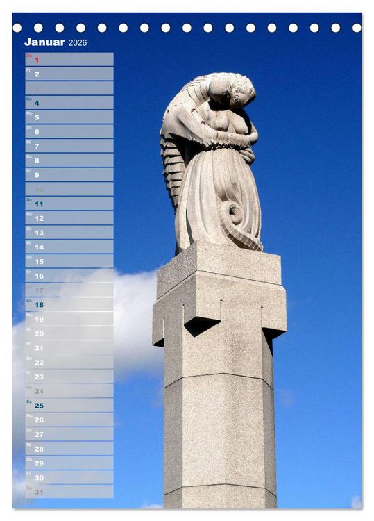 Produktbild: Skulpturen im Vigeland-Park Oslo (Tischkalender 2026 DIN A5 hoch), CALVENDO Monatskalender