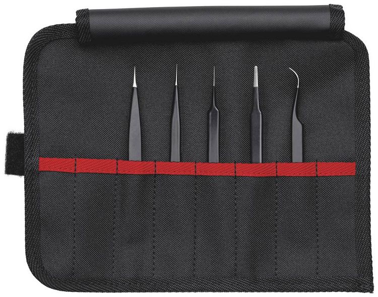 Produktbild: Knipex 92 00 01 ESD Universalpinzette-Set 5teilig Spitz, fein, extra d&uuml;nn 128 mm