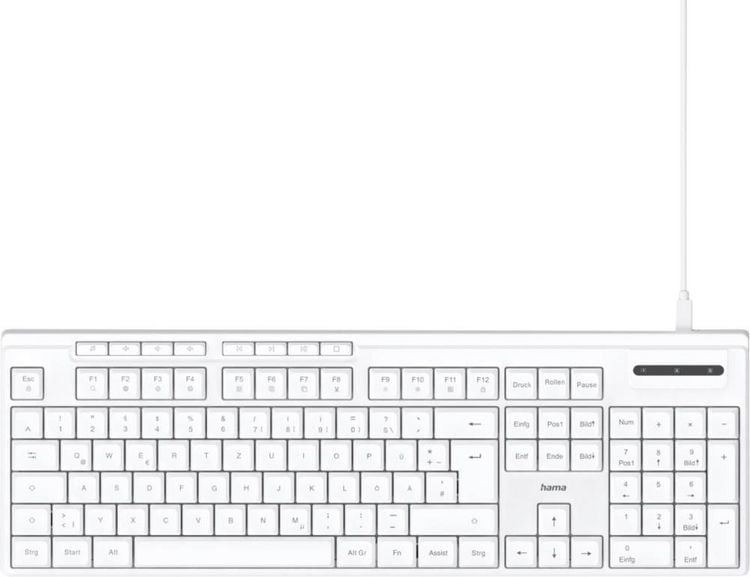 Produktbild: hama 00173053 USB-Tastatur \"CK-200\", kabelgebunden, 8 Media-Tasten, Wei&szlig;, QWERTZ DE