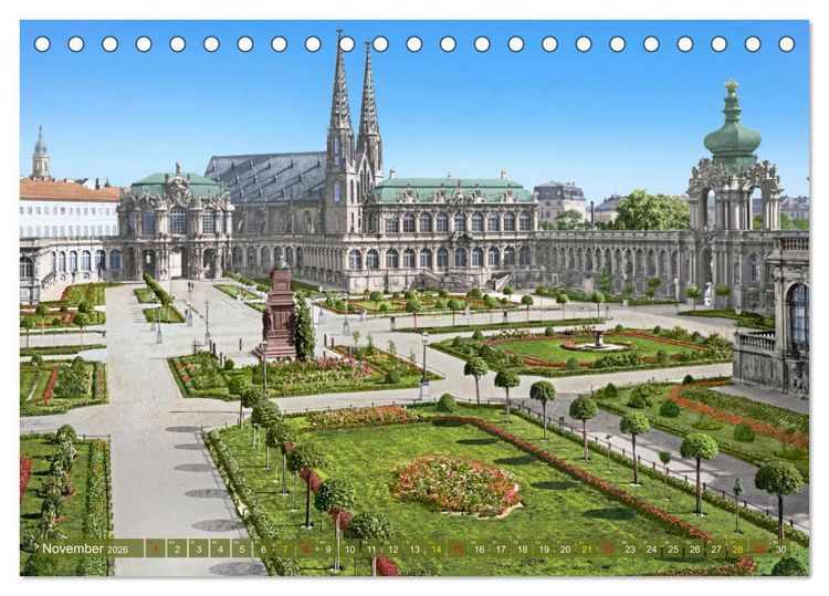 Produktbild: Historisches Dresden um 1900 neu restauriert und detailkoloriert (Tischkalender 2026 DIN A5 quer), CALVENDO Monatskalender