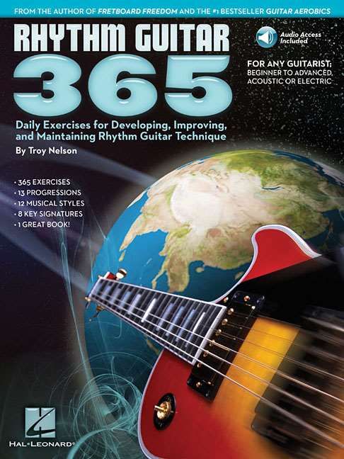 Produktbild: Rhythm Guitar 365 Daily Exercises for Rhythm Guitar Technique Chord Theory Strumming Fingerpicking and Progressions with Online Audio Hal Leonard Guitar Method