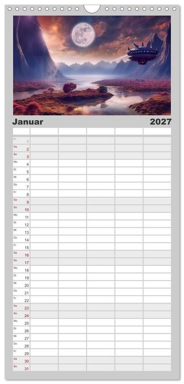 Produktbild: Familienplaner 2027 - Extraterrestrisch - Auf fremden Planeten mit 5 Spalten (Wandkalender, 21 x 45 cm) CALVENDO